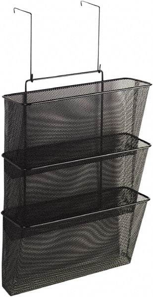 FELLOWES - 12-5/8" Wide x 8-1/4" Deep x 23-1/4" High, 3 Compartments, Wire Mesh Wall File - Black, 10" Compartment Width x 2-1/2" Compartment Depth x 12" Compartment Height - Strong Tooling