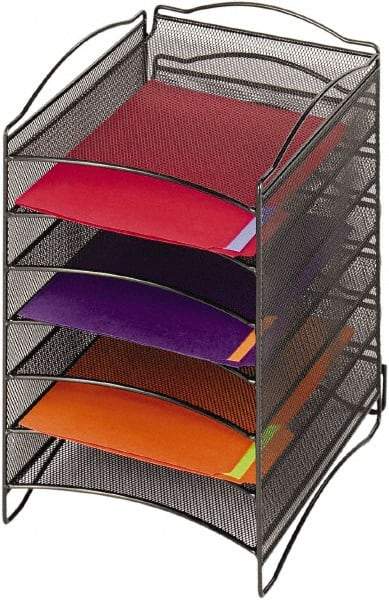 Safco - 10-1/4" Wide x 12-3/4" Deep x 15-1/4" High, 6 Compartments, Steel Desk Top Organizer - Black, 9-1/2" Compartment Width x 1" Compartment Depth x 12" Compartment Height - Strong Tooling