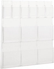 Safco - 30" Wide x 2" Deep x 34-3/4" High, 12 Compartments, Plastic Literature Display Board - Clear, 9-1/2" Compartment Width x 2" Compartment Depth x 9" Compartment Height - Strong Tooling