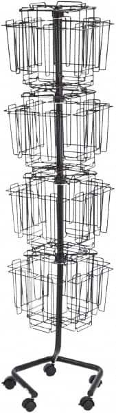 Safco - 15" Wide x 15" Deep x 60" High, 32 Compartments, Welded Wire Rotary Literature Rack - Charcoal, 9" Compartment Width x 5" Compartment Depth x 10-7/8" Compartment Height - Strong Tooling