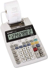 Sharp - LCD Printing Calculator - 5-7/8 x 8-7/8 Display Size, White, AC & Battery Powered, 3" Long x 6.4" Wide - Strong Tooling