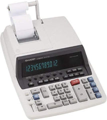 Sharp - Fluorescent Printing Calculator - 17mm Display Size, Light Gray, AC Powered, 12-1/2" Long x 8-3/4" Wide - Strong Tooling