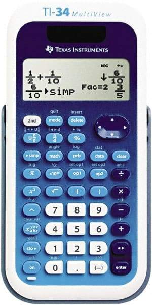 Texas Instruments - LCD Scientific Calculator - 3 x 5.8 Display Size, Blue & White, Battery & Solar Powered, 9.8" Long x 6.8" Wide - Strong Tooling