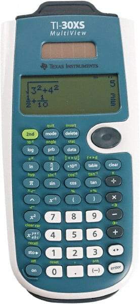 Texas Instruments - LCD Scientific Calculator - 3-1/4 x 7-1/4 Display Size, Blue & White, Battery & Solar Powered, 9-3/4" Long x 6-11/16" Wide - Strong Tooling