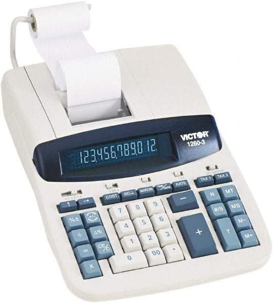 Victor - Fluorescent Printing Calculator - 8 x 11 Display Size, White, AC Powered, 6" Long x 11.4" Wide - Strong Tooling