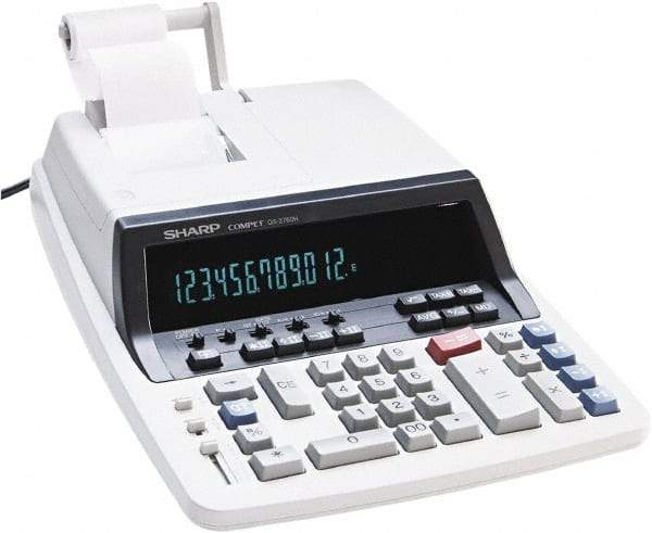 Sharp - Fluorescent Printing Calculator - 17mm Display Size, White, AC Powered, 12-1/2" Long x 9.63" Wide - Strong Tooling