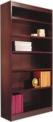 ALERA - 6 Shelf, 72" High x 35-5/8" Wide Bookcase - 11-1/2" Deep, Wood Veneer, Mahogany - Strong Tooling