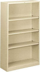 Hon - 4 Shelf, 59" High x 34-1/2" Wide Bookcase - 12-5/8" Deep, Steel, Putty - Strong Tooling