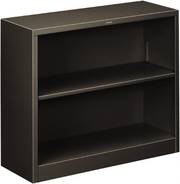 Hon - 2 Shelf, 29" High x 34-1/2" Wide Bookcase - 13-3/16" Deep, Steel, Charcoal - Strong Tooling