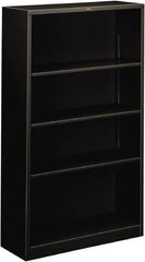 Hon - 4 Shelf, 59" High x 34-1/2" Wide Bookcase - 11-3/4" Deep, Steel, Black - Strong Tooling