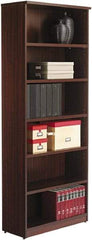 ALERA - 6 Shelf, 80-3/8" High x 31-3/4" Wide Bookcase - 14" Deep, Woodgrain Laminate, Mahogany - Strong Tooling