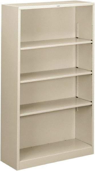 Hon - 4 Shelf, 59" High x 34-1/2" Wide Bookcase - 13-1/2" Deep, Steel, Light Gray - Strong Tooling