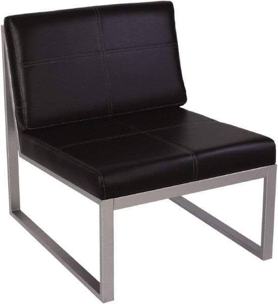 ALERA - Black & Silver Leather Guest Chair - 26-3/8" Wide x 30" High - Strong Tooling