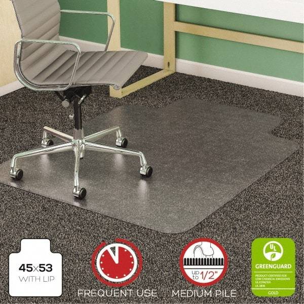 Deflect-o - 53" Long x 45" Wide, Chair Mat - Rectangular, Beveled Edge Style - Strong Tooling