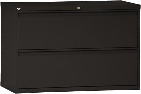 ALERA - 42" Wide x 28-3/8" High x 19-1/4" Deep, 2 Drawer Lateral File - Steel, Black - Strong Tooling