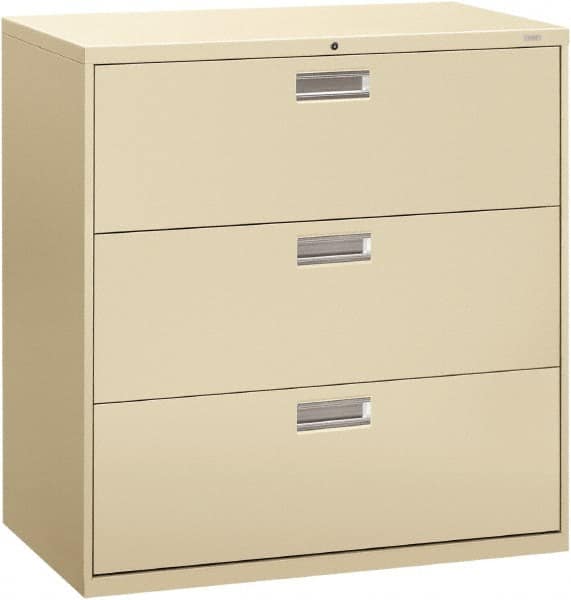 Hon - 42" Wide x 40-7/8" High x 19-1/4" Deep, 3 Drawer Lateral File - Steel, Putty - Strong Tooling