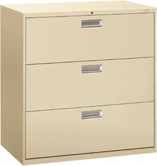 Hon - 42" Wide x 40-7/8" High x 19-1/4" Deep, 3 Drawer Lateral File - Steel, Putty - Strong Tooling