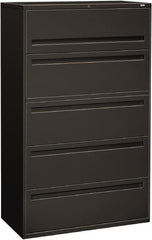 Hon - 42" Wide x 67" High x 19-1/4" Deep, 5 Drawer Roll-Out, Roll-Out Posting - Steel, Charcoal - Strong Tooling