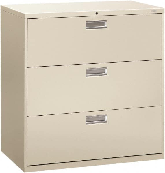 Hon - 42" Wide x 40-7/8" High x 19-1/4" Deep, 3 Drawer Lateral File - Steel, Light Gray - Strong Tooling