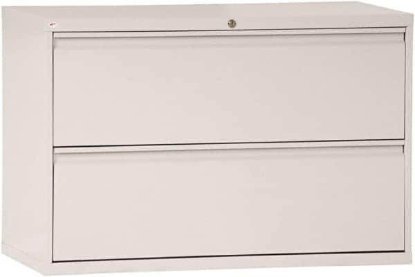 ALERA - 42" Wide x 28-3/8" High x 19-1/4" Deep, 2 Drawer Lateral File - Steel, Light Gray - Strong Tooling