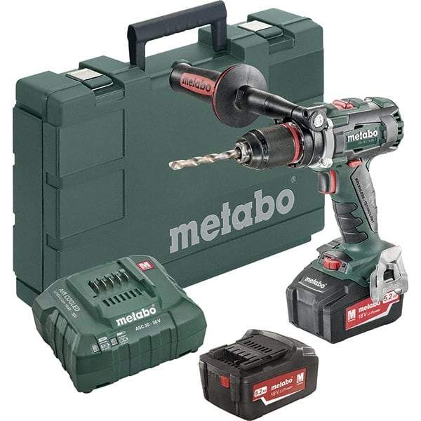 Metabo - 18 Volt 1/2" Chuck Pistol Grip Handle Cordless Drill - 0-500 & 0-1850 RPM, Keyless Chuck, Reversible, 2 Lithium-Ion Batteries Included - Strong Tooling