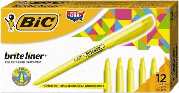 Bic - Flouorescent Yellow Highlighter - Chisel Tip, Water Base Ink - Strong Tooling