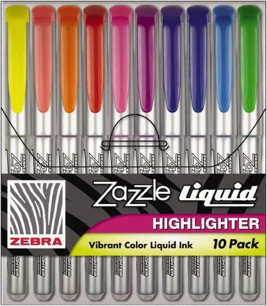 Zebra - Assorted Colors Highlighter - Chisel Tip, Water Base Ink - Strong Tooling