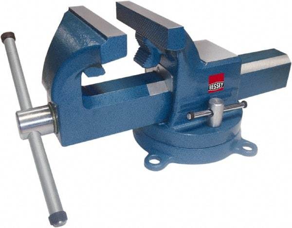 Bessey - 6" Jaw Width, 7" Opening Capacity, 4" Throat Depth, Steel Swivel Bench Vise - Bolt Down Base Attachment - Strong Tooling