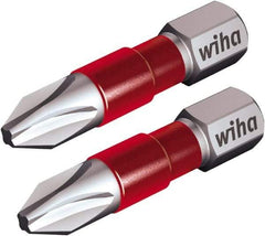 Wiha - #2 Phillips Screwdriver Bit - 1/4" Hex Drive, 1-9/64" OAL - Strong Tooling