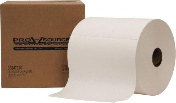 PRO-SOURCE - Dry Shop Towel/Industrial Wipes - Jumbo Roll, 12" x 12" Sheet Size, White - Strong Tooling