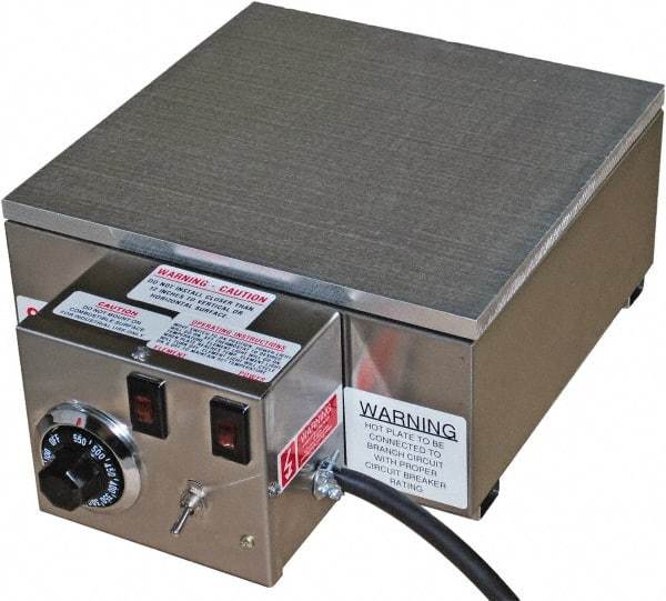 Valad Electric Heating - 18" Long x 12 Wide x 6" High, 220 Volt Hot Plate - 100 to 550°F, 1 Burner, Aluminum Plate, 1900 Watt, 8.7 Amps, 304 Stainless Steel Base - Strong Tooling