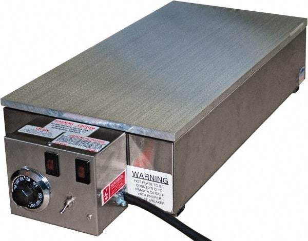 Valad Electric Heating - 28" Long x 14 Wide x 6" High, 220 Volt Hot Plate - 100 to 550°F, 1 Burner, Aluminum Plate, 2500 Watt, 11.4 Amps, 304 Stainless Steel Base - Strong Tooling