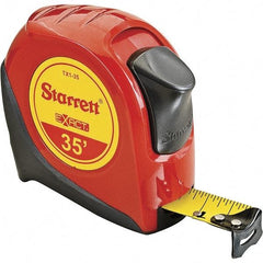 Starrett - 35' x 1" Yellow Blade Tape Measure - 1/16" Graduation, S1 Graduation Style, Red Case - Strong Tooling