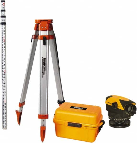 Johnson Level & Tool - 26x Magnification, 2.62 to 350 Ft. Measuring Range, Automatic Optical Level Kit - Accuracy 1/16 Inch at 200 Ft., Kit Includes Tripod, 13 Grade Rod, Hard Shell Carrying Case - Strong Tooling