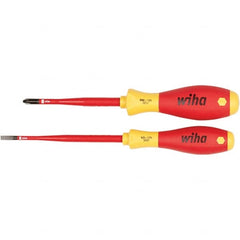 Wiha - 2 Piece Slotted, Phillips & Square Screwdriver Set - Bit Sizes: Philips #2, Comes in Vinyl Pouch - Strong Tooling