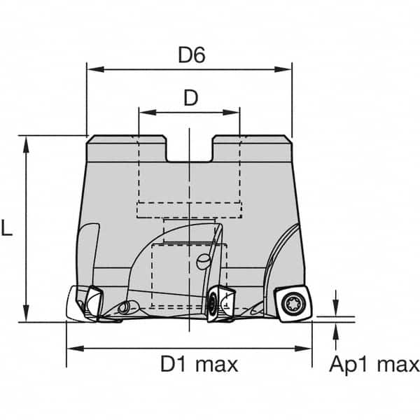 Kennametal - 5 Inserts, 40mm Cutter Diam, 1.5mm Max Depth of Cut, Indexable High-Feed Face Mill - 16mm Arbor Hole Diam, 32mm High, 7792VXD09 Toolholder, XD..09.. Inserts, Series 7792VX - Strong Tooling