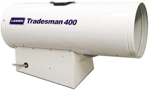 LB White - 250,000 to 400,000 BTU Rating, Propane Forced Air Heater with Thermostat - 9,000 Sq Ft Max Heating Area, 2 to 100 Lb Cylinders Capacity, Fuel with Propane - Strong Tooling