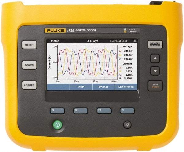 Fluke - 3 Phase, 1 to 500 Amp Capability, Power Meter - Strong Tooling