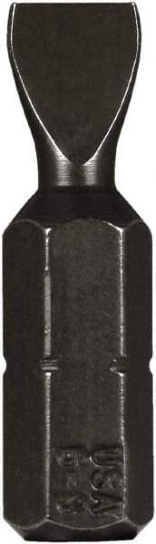 Montana - 1/4" Slotted Screwdriver Bit - 1/4" Hex Drive, 1" OAL - Strong Tooling