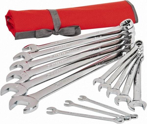 Crescent - 14 Piece, 3/8" to 1-1/4", 12 Point Combination Wrench Set - Inch Measurement Standard, Full Polish Chrome Finish - Strong Tooling