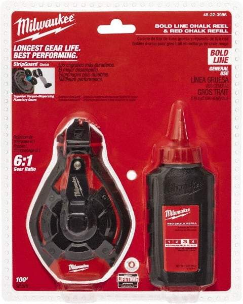 Milwaukee Tool - 100' Long Chalk Reel, Chalk, Line Level - Strong Tooling