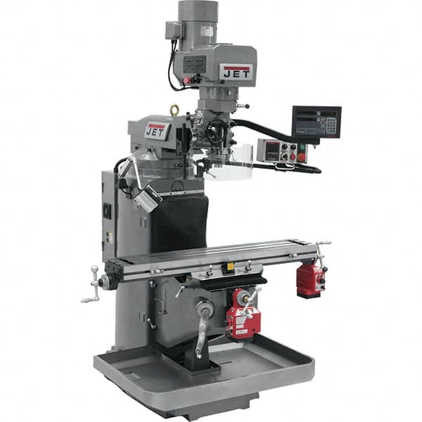 Jet - 9" Table Width x 49" Table Length, Electronic Variable Speed Control, 3 Phase Knee Milling Machine - 3 hp - Strong Tooling