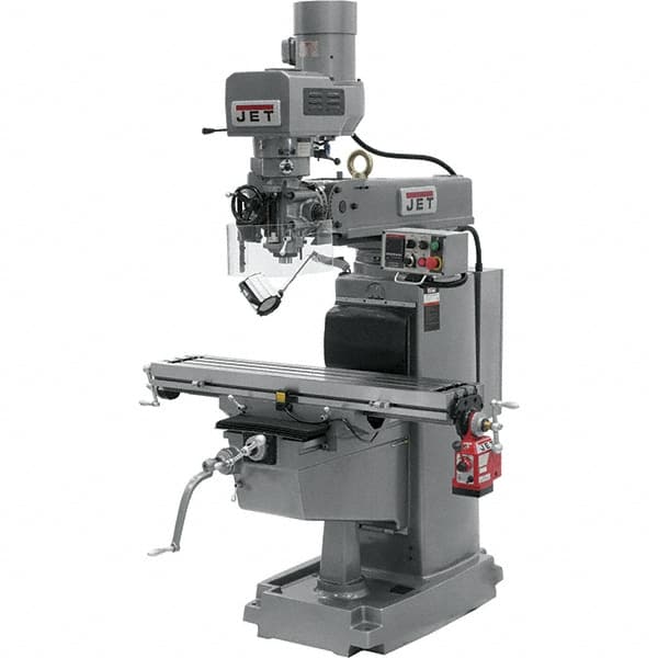 Jet - 10" Table Width x 50" Table Length, Electronic Variable Speed Control, 3 Phase Knee Milling Machine - 3 hp - Strong Tooling