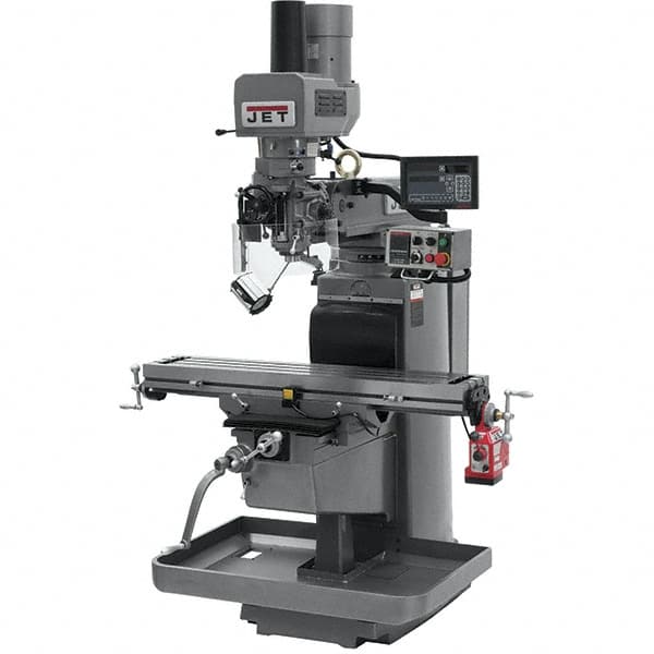 Jet - 10" Table Width x 50" Table Length, Electronic Variable Speed Control, 3 Phase Knee Milling Machine - 3 hp - Strong Tooling