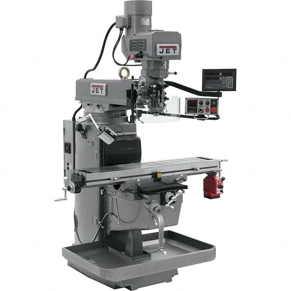 Jet - 10" Table Width x 50" Table Length, Electronic Variable Speed Control, 3 Phase Knee Milling Machine - 3 hp - Strong Tooling