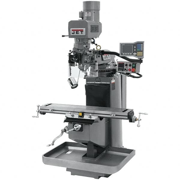 Jet - 9" Table Width x 49" Table Length, Electronic Variable Speed Control, 3 Phase Knee Milling Machine - 3 hp - Strong Tooling