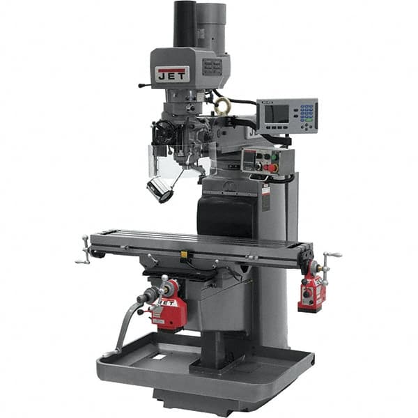 Jet - 10" Table Width x 50" Table Length, Electronic Variable Speed Control, 3 Phase Knee Milling Machine - 3 hp - Strong Tooling