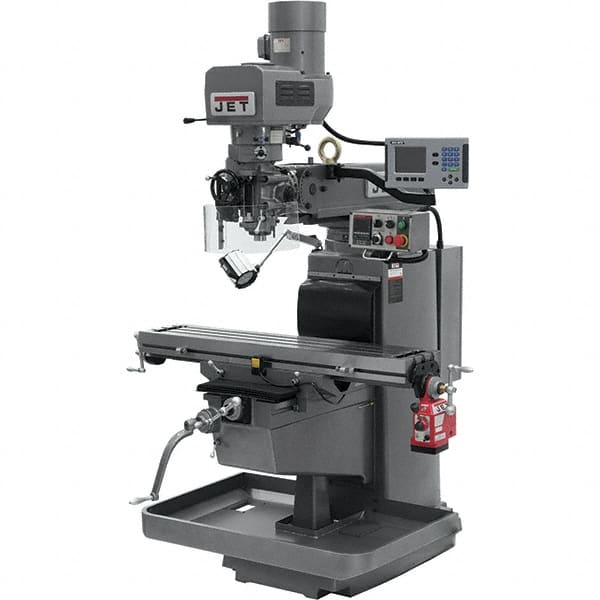 Jet - 10" Table Width x 50" Table Length, Electronic Variable Speed Control, 3 Phase Knee Milling Machine - 3 hp - Strong Tooling