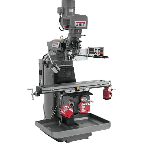 Jet - 9" Table Width x 49" Table Length, Electronic Variable Speed Control, 3 Phase Knee Milling Machine - 3 hp - Strong Tooling