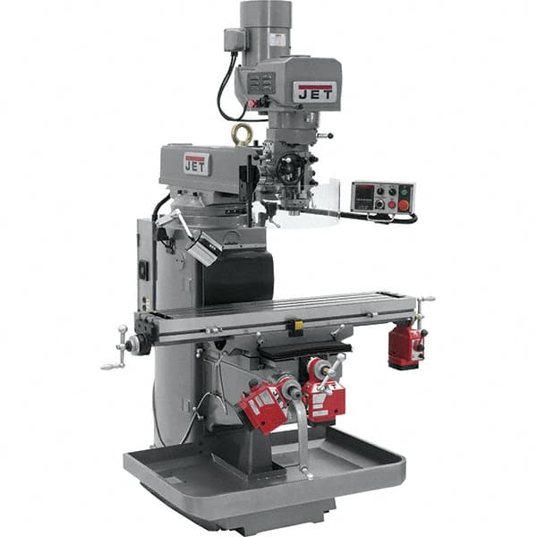 Jet - 10" Table Width x 50" Table Length, Electronic Variable Speed Control, 3 Phase Knee Milling Machine - 3 hp - Strong Tooling